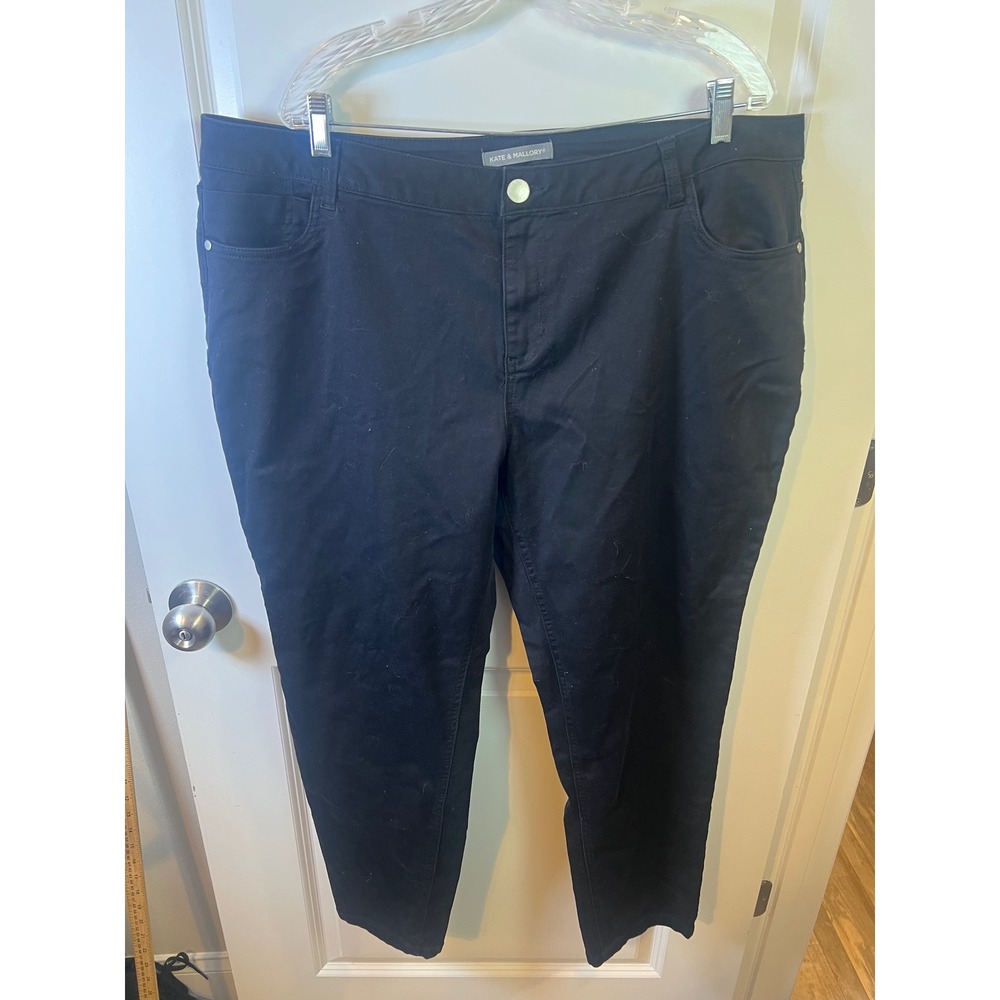 Kate & Mallory Womens Pants Stretch Twill Black 22W